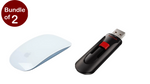 باقة مُجددة مكونة من ماجيك ماوس 2، أزرق بالإضاة إلى ذاكرة سانديسك فلاش كروزر جلايد USB