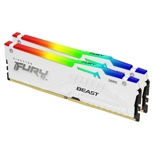 Kingston Technology FURY Beast 32GB 5200MT/s DDR5 CL36 DIMM (Kit of 2) White RGB EXPO
