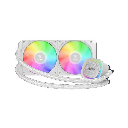 GAMDIAS AURA GL240 V2 White 240mm ARGB Liquid CPU Cooler - Universal Compatibility