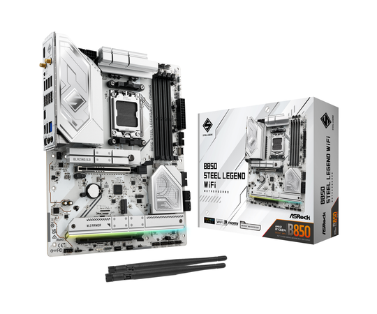ASRock B850 Steel Legend WiFi Socket AM5 ATX White Motherboard
