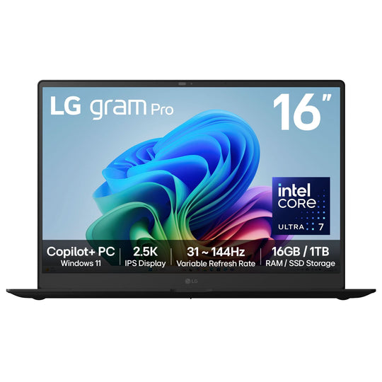 LG - Gram Pro AI + 16Z90TS-G.AU79A1 + Laptop - Intel Core Ultra 7 256V - Intel Arc Graphics 140V - 16GB LPDDR5x - 1TB SSD - 16" 2.5K - Windows 11 Home - Metal Grey