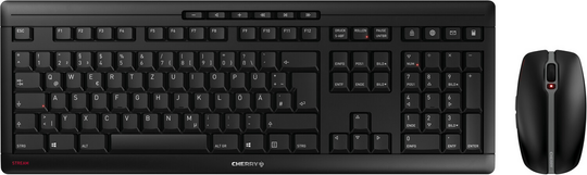 CHERRY Stream Desktop Recharge keyboard Mouse included Universal RF Wireless QWERTZ German Black