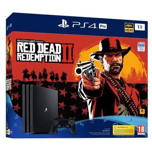 PlayStation 4 Pro Refurbished, 1000GB, Black + Red Dead Redemption II