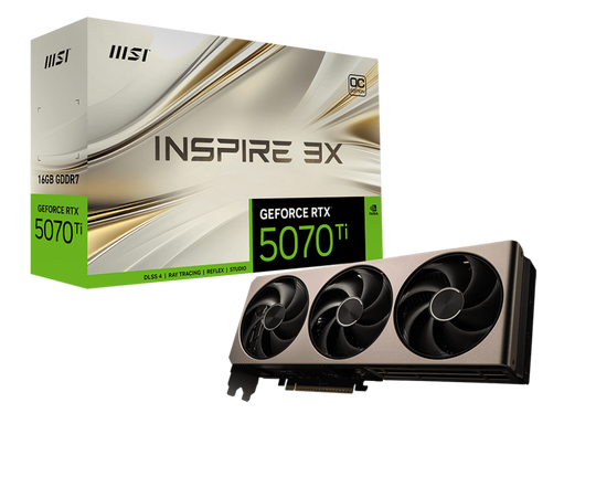 MSI GeForce RTX 5070 Ti Inspire 3X OC 16GB GDDR7 2482 MHz Graphics Card