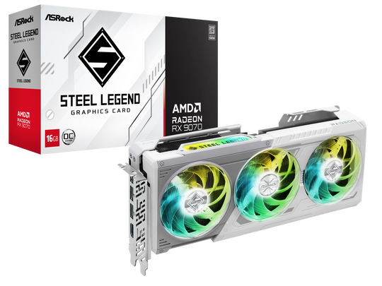 Asrock Radeon RX 9070 Steel Legend OC 16GB GDDR6 PCI-Express Graphics Card