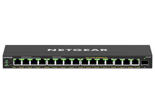 NETGEAR GS316EP Managed Gigabit Ethernet (10/100/1000) Power over Ethernet (PoE) Black GS316EP-100UKS