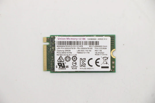 قرص تخزين داخلي من لينوفو 5SS0W76183 بسعة 256 جيجابايت من نوع M.2 بواجهة PCI Express 3.0 NVMe