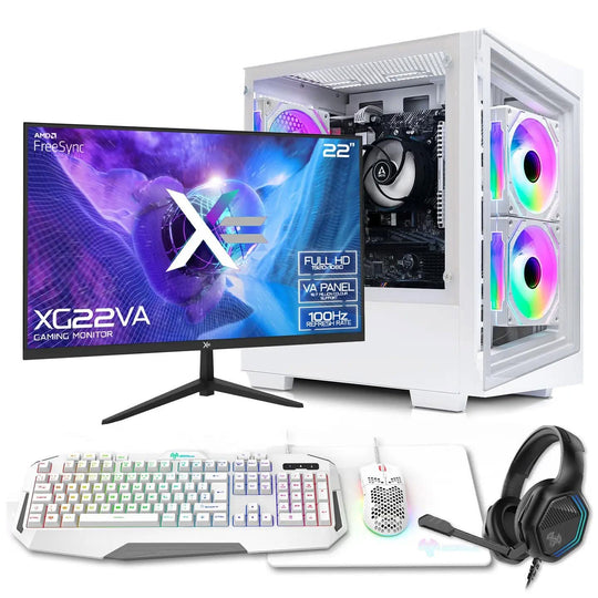 X= Level 3 + 5600G/Vega7 + All-in-One Gaming PC - AMD Ryzen 5 5600G - Radeon Vega 7 Graphics - 16GB DDR4 - 512GB SSD - 22" LED - White