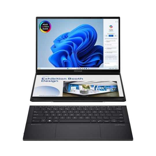 ASUS - Zenbook Duo + UX8406MA-PZ442X + Hybrid (2-in-1) - Intel Core Ultra 9 185H - Intel Arc Graphics - 32GB LPDDR5x - 2TB SSD - Dual 14" 3K OLED (2880x1800) 120Hz - Windows 11 Pro - Inkwell Gray