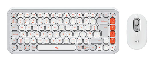 Logitech POP Icon Combo keyboard Mouse included Universal Bluetooth QWERTY UK English Orange, White