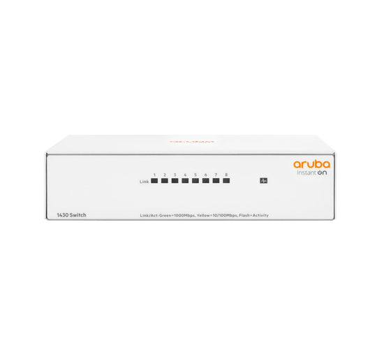 Aruba Instant On 1430 8G Unmanaged L2 Gigabit Ethernet (10/100/1000) White R8R45A#ACC