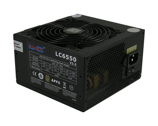 وحدة تزويد الطاقة LC-Power LC6550 V2.3 بقوة 550 واط، 20+4 Pin ATX، ATX، أسود