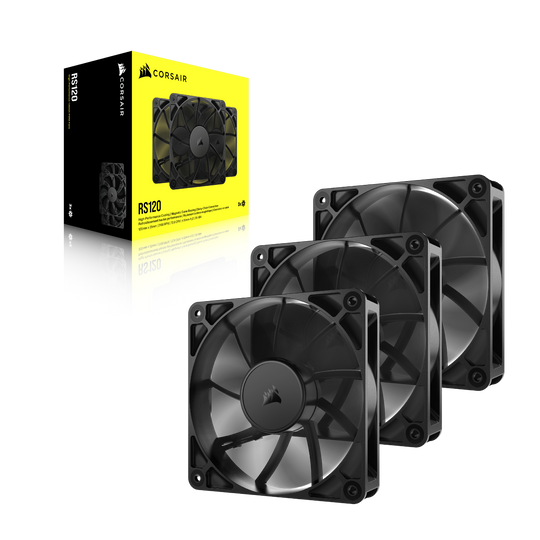 CORSAIR RS120 PWM 120mm Fans Triple Pack - Black - CO-9050189-WW