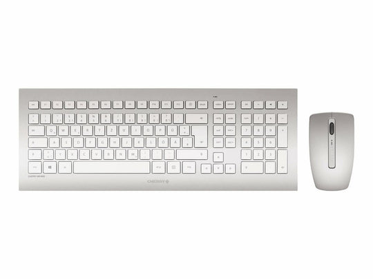 CHERRY DW 8000 keyboard Mouse included RF Wireless QWERTZ German Silver, White