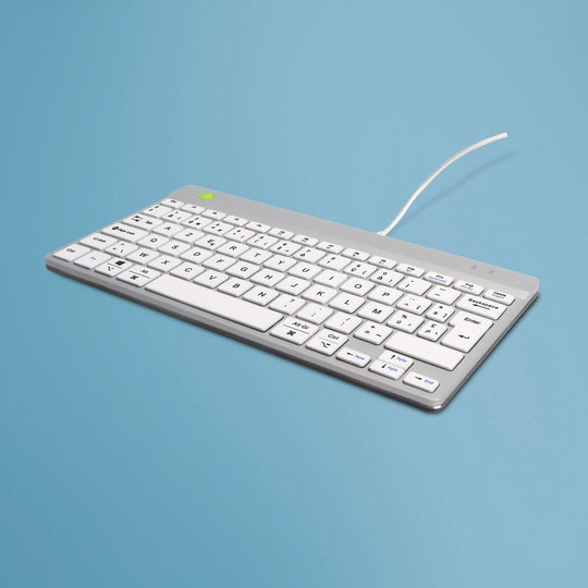 R-Go Tools Ergonomic keyboard R-Go Compact Break, compact keyboard with break software, AZERTY (BE), wired, white