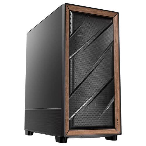 Antec FLUX SE Mid Tower ATX Case Wood Accent High-Airflow - Black/Wood