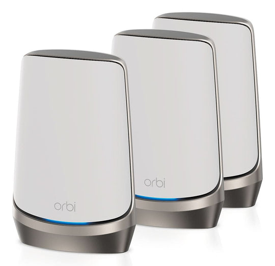 NETGEAR Orbi Quad-band RBKE963 AXE11000 WiFi 6E Mesh System Quad-band (2.4 GHz / 5 GHz-1 / 5 GHz-2 / 6 GHz) Wi-Fi 6 (802.11ax) Grey, White 16 Internal