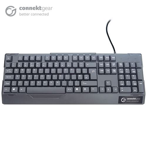 Connektgear KB232 - USB Wired Standard Keyboard - Water Resistant - Black