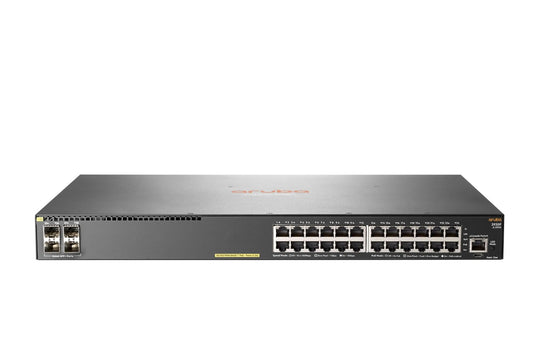 محول الشبكة أروبا 2930F بـ 24 منفذ إيثرنت جيجابت مع دعم PoE+ و4 منافذ SFP+، مدار L3، إيثرنت جيجابت (10/100/1000)، بحجم 1U، باللون الرمادي