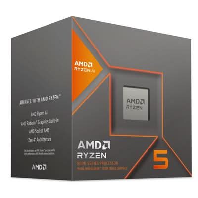 معالج AMD رايزن 5 8600G بسرعة 4.3 جيجاهرتز وذاكرة مؤقتة من المستوى الثالث بسعة 16 ميجابايت، بوكس