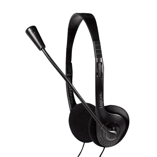 LogiLink HS0052 - Wired Over-Ear Headset with Boom Mic - Black