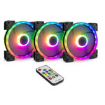 مجموعة مروحات RGB للهيكل انتر - تك Argus RGB-Fan Set RS-14، بحجم 14 سم، باللون الأسود