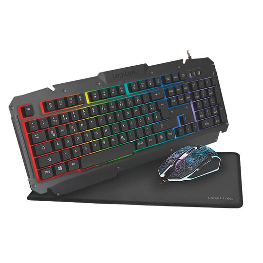 LogiLink ID0185 - USB Wired Gaming Keyboard &amp; Mouse Set - QWERTY English - Black