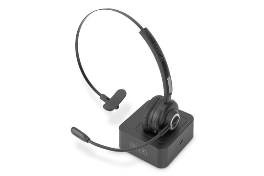 Digitus DA-12211 - Wireless On-Ear Headset with Docking Station &amp; Boom Mic - Black
