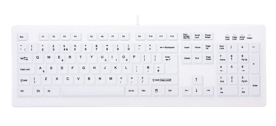 لوحة مفاتيح CHERRY AK-C8100F-UVS-W/UK USB QWERTY باللغة الإنجليزية البريطانية باللون الأبيض