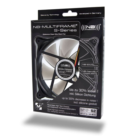 Noiseblocker M12-S2 Multiframe S-Series Case Fan - 120mm - Black &amp; Grey