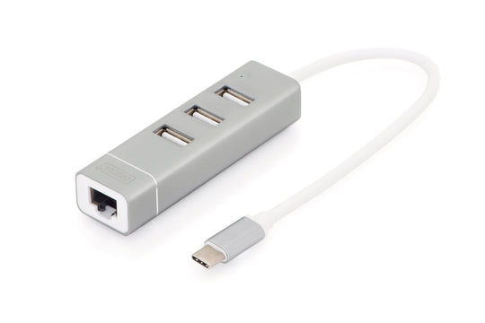 Digitus DA-70253 USB-C Hub with 3x USB 2.0 + Fast Ethernet Adapter