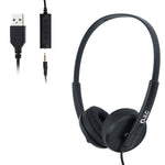 JLC Operator USB & 3.5mm Headset with PU Leather Earpads - No Microphone - Black