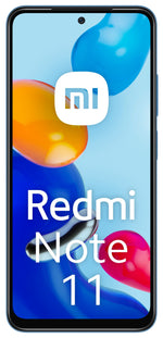 شاومي ريدمي نوت 11 هاتف بشريحتي اتصال بنظام Android 11،شاشة بمقاس 16.3 سم (6.43 بوصة)، يدعم تقنية USB Type-C، ذاكرة رام بسعة 4 جيجابايت، وسعة تخزين 128 جيجابايت، وبطارية 5000 مللي أمبير باللون الأزرق.