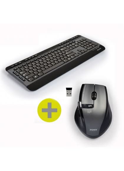 Port Designs SILENT PACK 2 IN 1 - Wireless Keyboard &amp; Mouse Set - UK International - Black