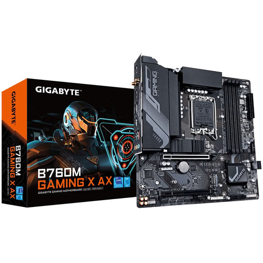 Gigabyte B760M Gaming X AX Motherboard, Intel, B760, LGA 1700, DDR5, Micro ATX