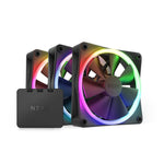 مجموعة مروحات NZXT F120 RGB الثلاثية، 12 سم، باللون الأسود، مزودة بإضاءة RGB، عدد 3 قطع