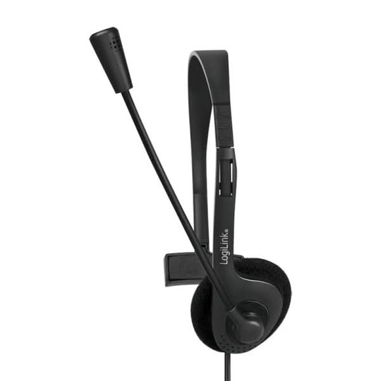 LogiLink HS0054 - Wired Mono Headset with Boom Mic - Black