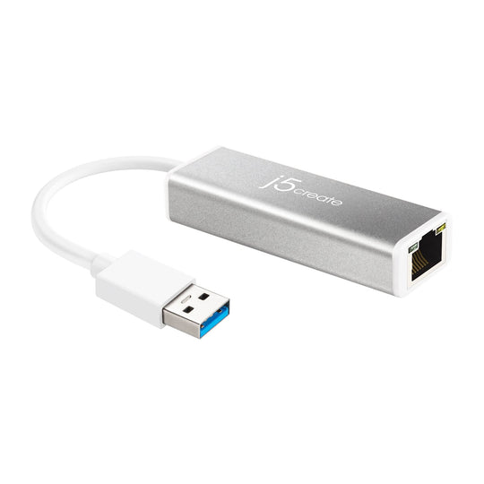 j5create JUE130 USBÃ¢â€žÂ¢ 3.0 Gigabit Ethernet Adapter, Silver and White