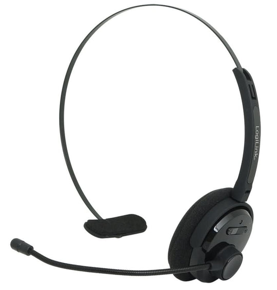 LogiLink BT0027 - Ultra-Light Wireless Headset with Boom Mic - Black