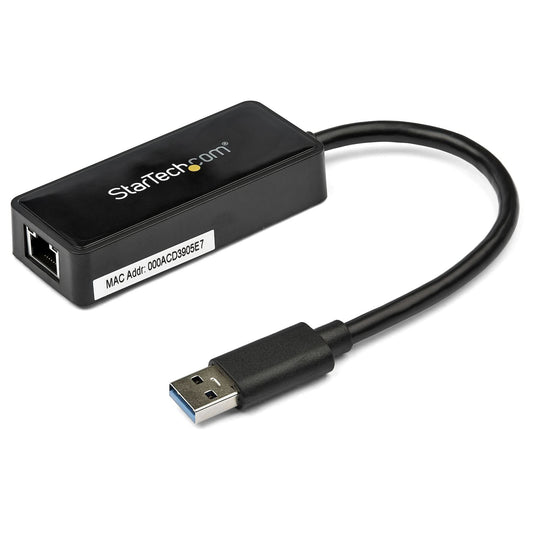 محول ستارتيك كوم USB 3.0 إلى إيثرنت جيجابت مع منفذ USB - أسود