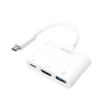 LogiLink 0.14m, 2xUSB-C/HDMI+USB A White