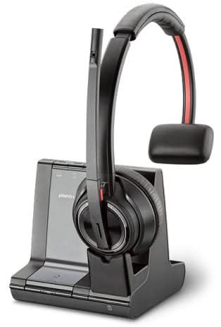 POLY W8210-M - Wireless Head-band Headset with Boom Mic &amp; DECT - Microsoft Certified - Black