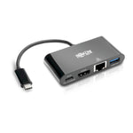 Tripp Lite U444-06N-HGUB-C USB-C Multiport Adapter - HDMI, USB 3.x (5Gbps) Hub Port, Gigabit Ethernet, 60W PD Charging, HDCP, Black