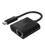 Belkin INC001BTBK USB-C to Gigabit Ethernet Adapter with 60W PD