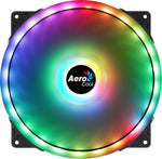 مروحة الحاسوب Aerocool DUO20 بحجم 20 سم، بإضاءة ARGB LED وحلقات مزدوجة مقاومة للاهتزاز، 6 دبابيس، باللون الأسود