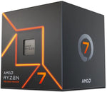 معالج AMD رايزن 7 7700 لجهاز الكمبيوتر المكتبي، ذاكرة التخزين المؤقت 32 ميجابايت (L2 و L3) السرعة الأساسية 3.8 جيجاهرتز، يأتي مع مروحة ومبرد في العلبة